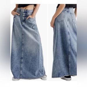 We The Free Come As You Are Denim Frayed Hem Maxi Skirt 2